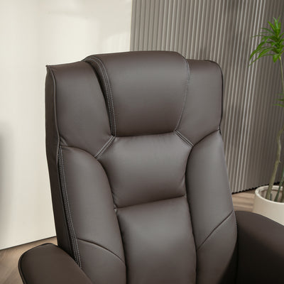 HOMCOM Faux Leather Manual Recliner and Footstool Set - Brown 