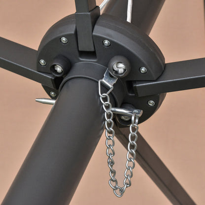 Outsunny Garden Parasol 4.4m Double-Sided Sun Umbrella Patio Parasol LED Solar Lights Khaki 