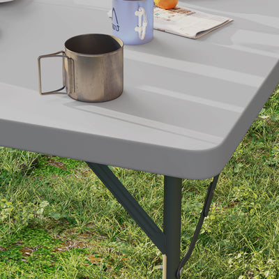 Outsunny 3ft Folding Camping Table, Heavy Duty Picnic Table with 2 Adjustable Height for Indoor Outdoor Garden, Party, BBQ, Dark Grey 