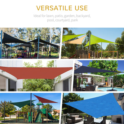 Outsunny 5x5m Triangle Sun Shade Sail Outdoor UV Protection HDPE Canopy w/ Steel Rings Ropes UV Block Outdoor Patio Shelter Grey 