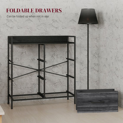 HOMCOM Rustic Chest of Six Fabric Drawers - Black 