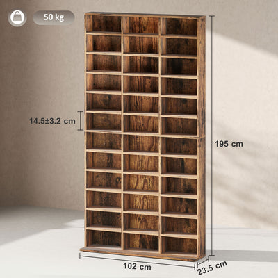 HOMCOM CD Storage Unit with Adjustable Shelves, 102 x 195 cm, Rustic Brown 