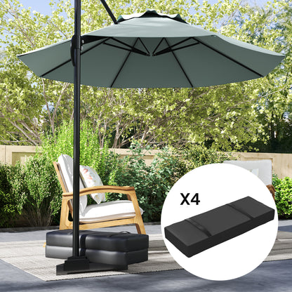 Outsunny Parasol Weights Set of 4, Parasol Base Weights Bags, 25kg Fillable Sandbag Weights with Handles, Cantilever Umbrella Base Weights, Black