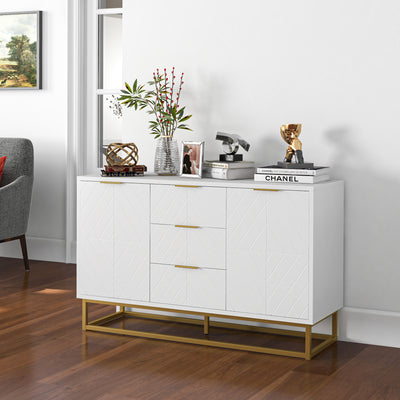 HOMCOM Modern Storage Cabinet Freestanding Cupboard with 3 Drawers for Dining Room, Living Room 