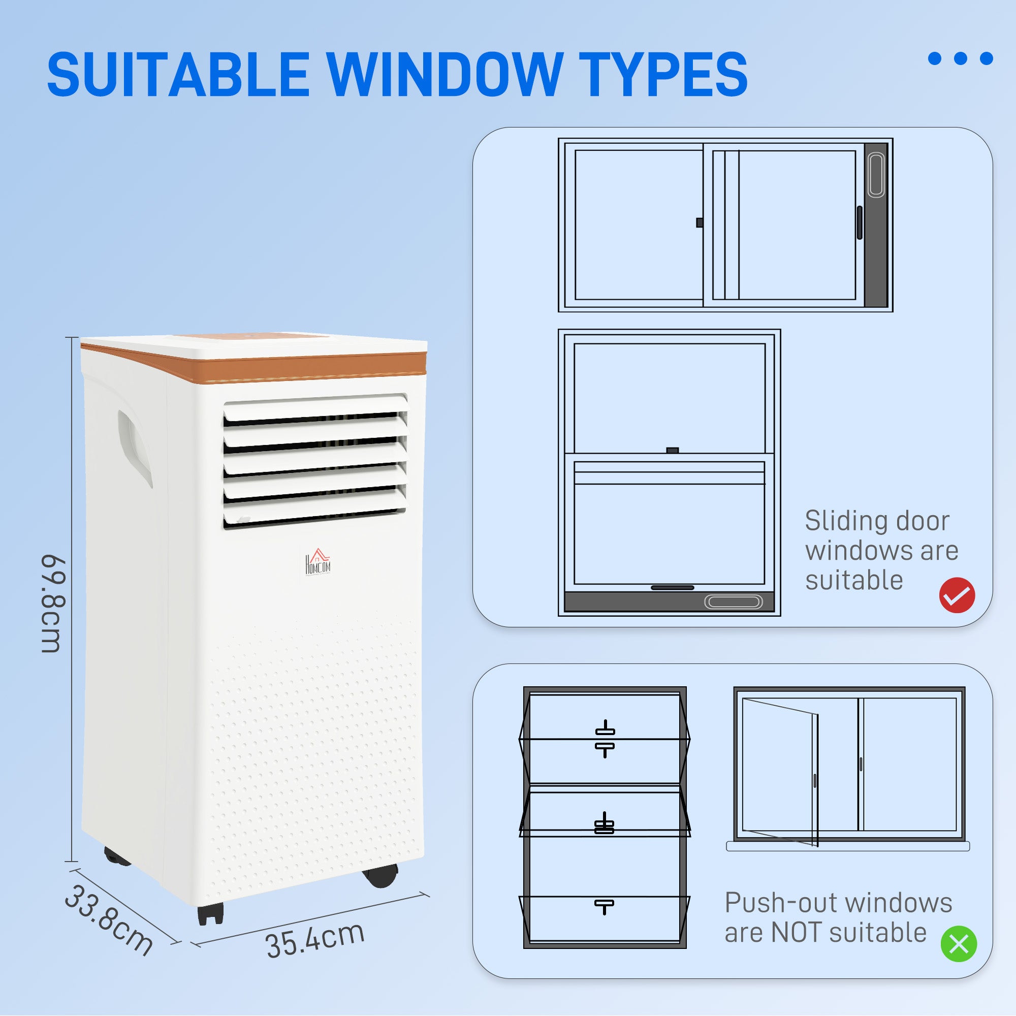 HOMCOM 7000 BTU Air Conditioning Unit, 3-in-1 Portable Air Conditioner, Dehumidifier, Cooling Fan with Remote, LED Display, 2 Speeds, 24H Timer, Window Venting Kit, 15m² 
