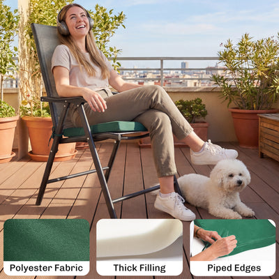 Outsunny Set of 6 Chair Cushion Seat Pads Dining Chair w/ Straps, Indoor Outdoor Removable Tie On Garden Patio, Green 