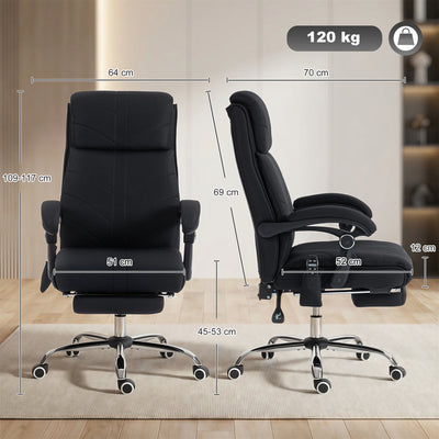 Vinsetto High Back Vibration Massage Office Chair with Footrest, Heated, Black 