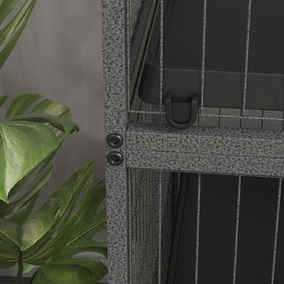 PawHut Small Animal Cage for Chinchilla Ferret Kitten on Wheels with Hammock Removable Tray, Grey 