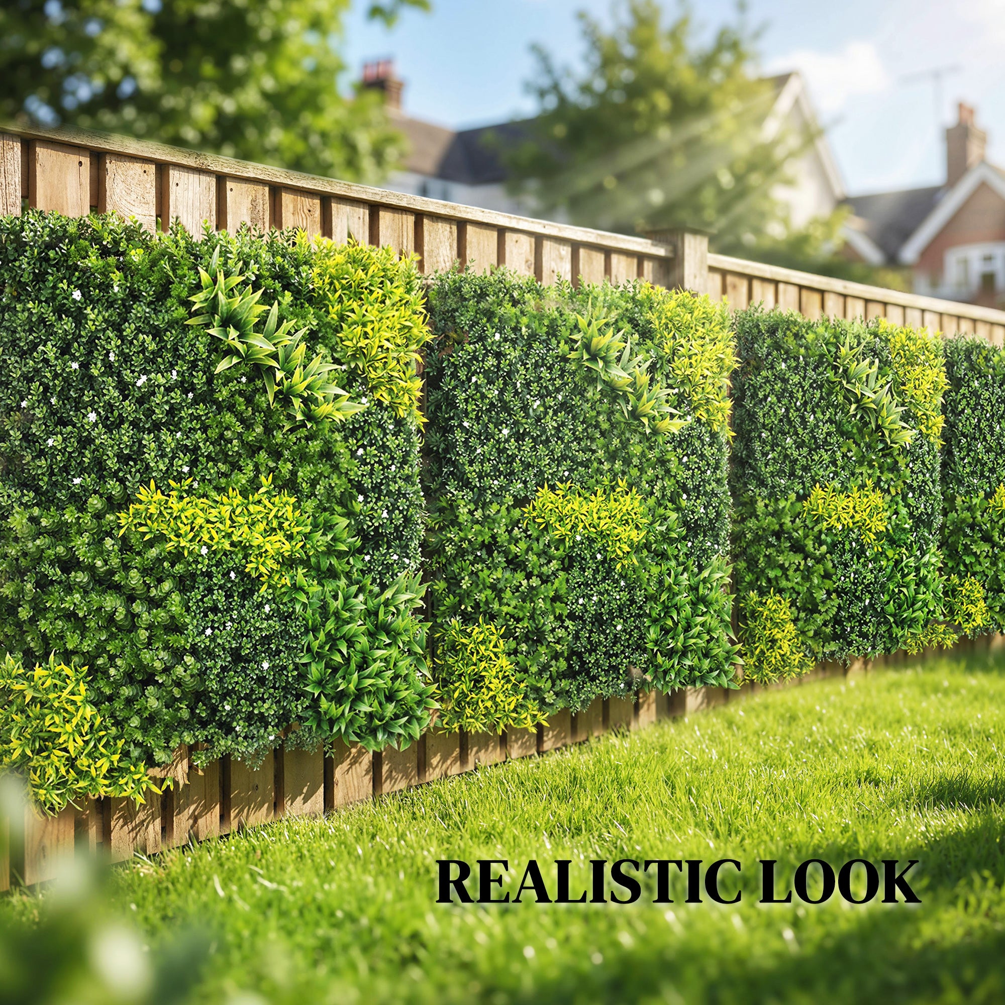 Outsunny Artificial Plant Wall Panel, 100x100 cm Artificial Grass Backdrop Wall, Green 