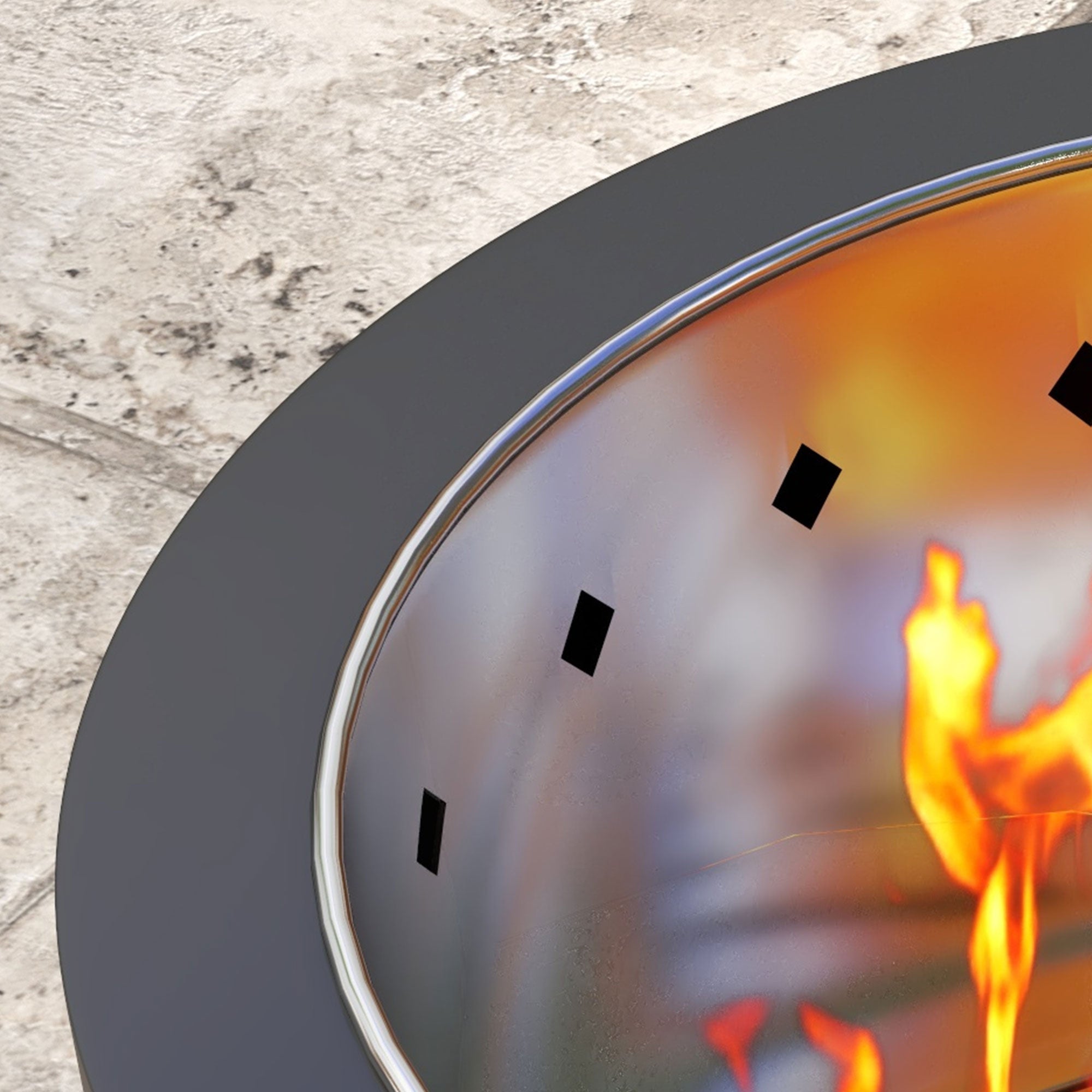 Outsunny Smokeless Fire Pit, 45cm Portable Wood Burning Firepit, Round Metal Bonfire Stove with Poker for Garden, Camping, Black 