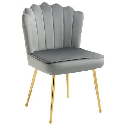 HOMCOM Velvet-Feel Shell Accent Chair - Grey 