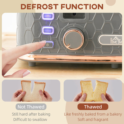 HOMCOM Four-Slice Honeycomb Toaster - Grey 