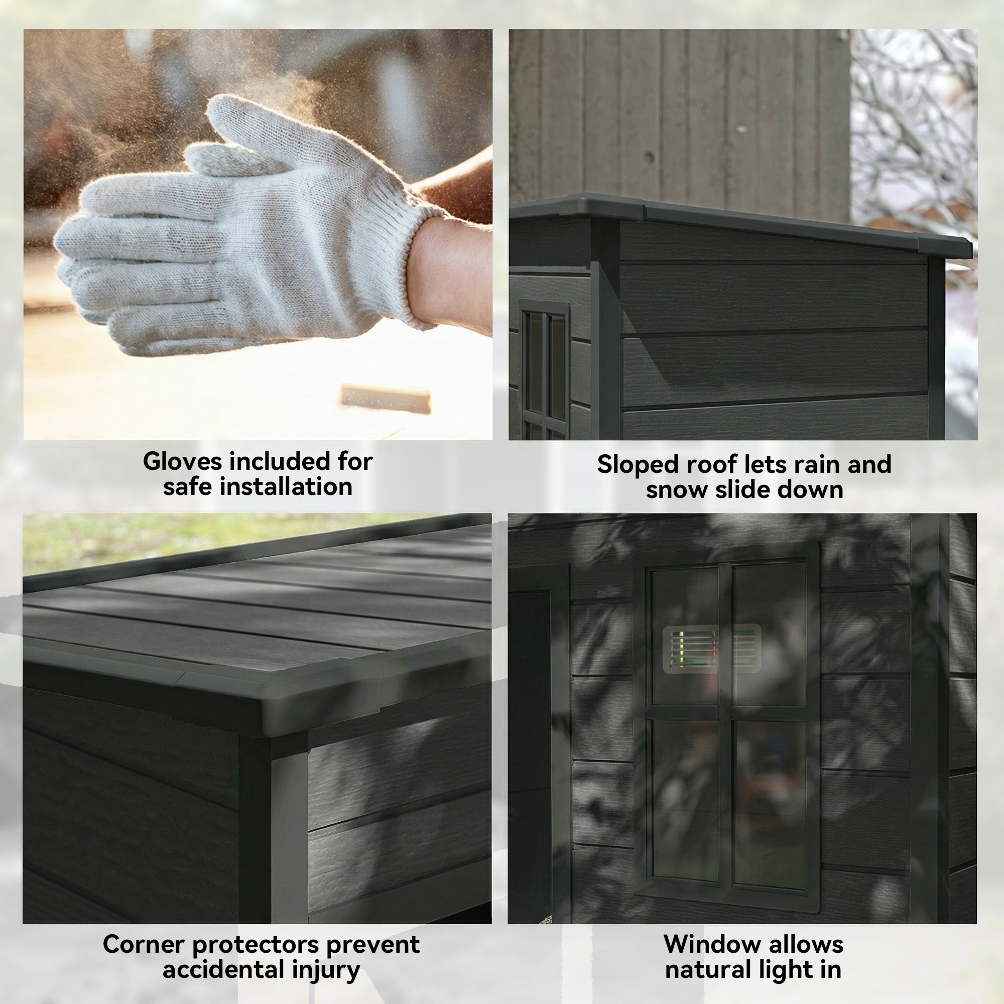 Outsunny 5' x 3' Garden Shed with Floor, Outdoor Storage Shed with Lockable Door, Window and Vent, Dark Grey 