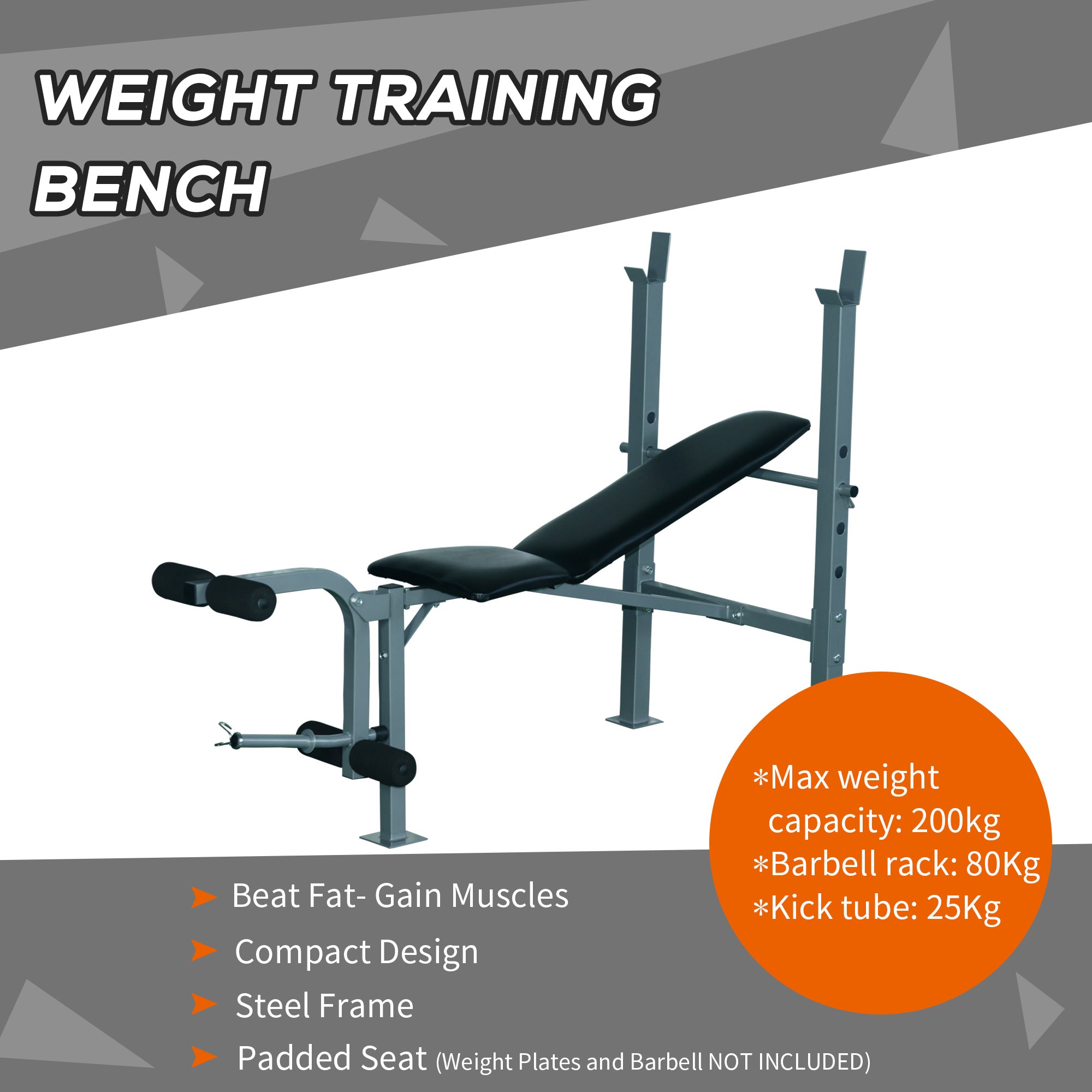 HOMCOM 4-Levels Adjustable Weight Bench Fitness Equipment with Barbell Rack-Black 