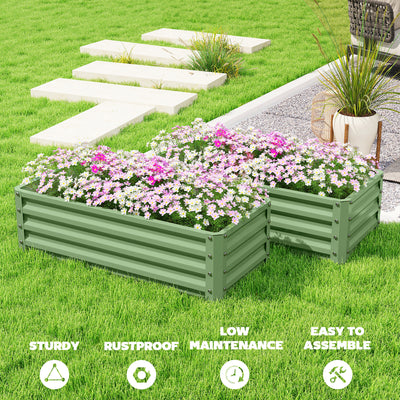 Outsunny Set of Two 110 x 50cm Steel Planter Boxes -  Light Green 