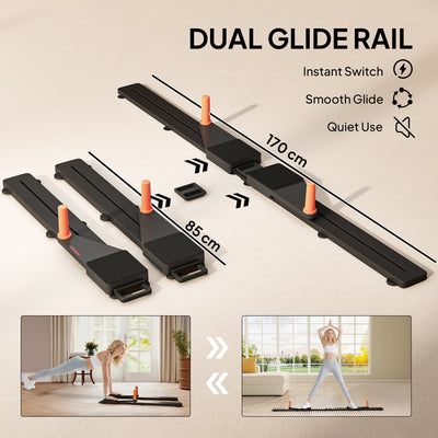 SPORTNOW Push Up Board Set of 2, Portable Press Up Board with Dual Glide Rails, Knee Pad, Pushup Stand Pilates Reformer Machine for Home Gym, Multifunctional Workout Equipment for Men & Women 