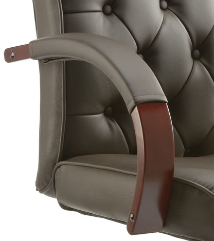 Chesterfield High Back Leather Executive Office Chair with Arms