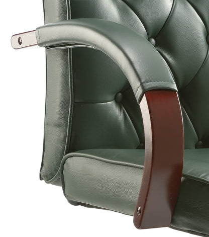 Chesterfield High Back Leather Executive Office Chair with Arms