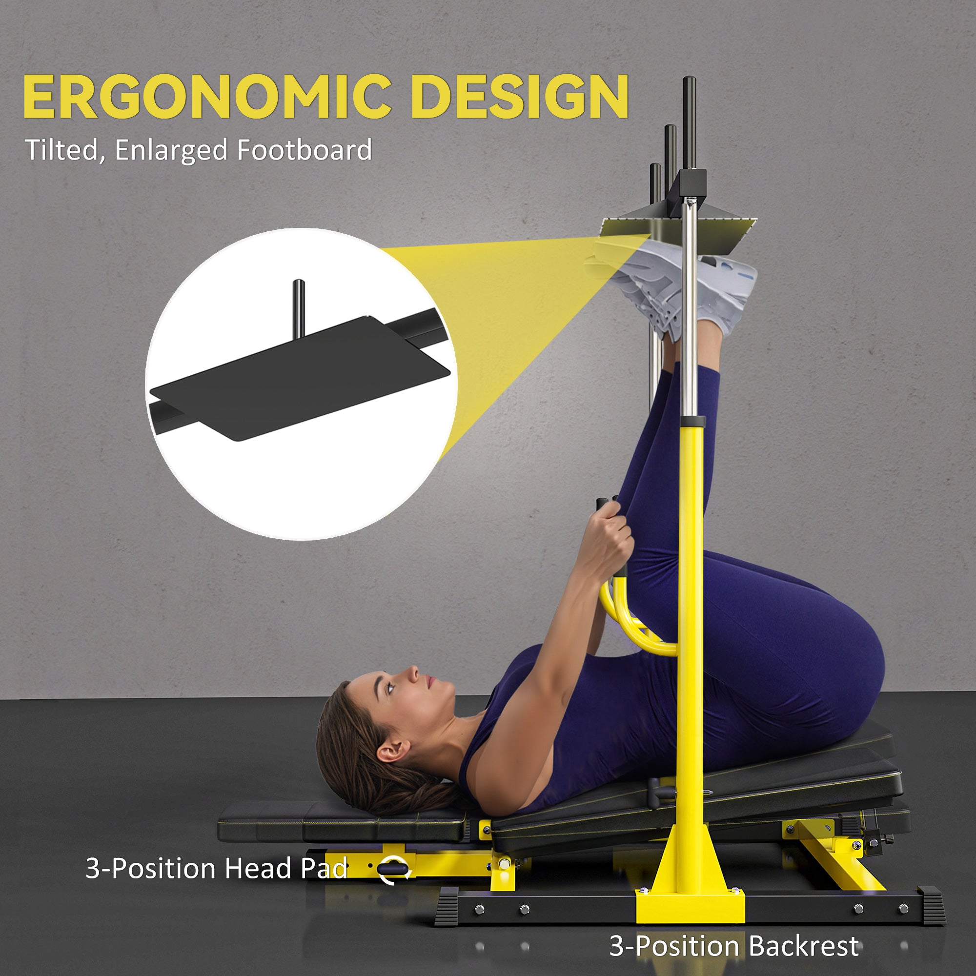 SPORTNOW Vertical Leg Press Machine with Adjustable Leg, Back and Head Positions, 1" Standard Plate Compatible, Yellow 