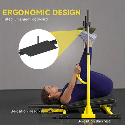 SPORTNOW Vertical Leg Press Machine with Adjustable Leg, Back and Head Positions, 1" Standard Plate Compatible, Yellow 