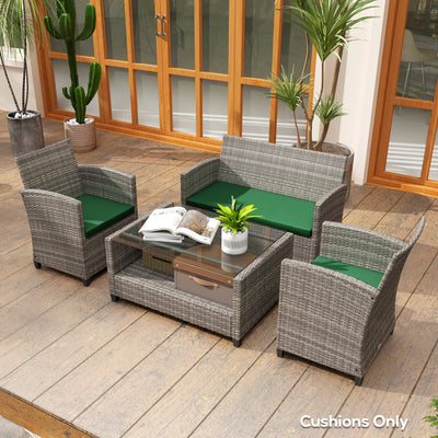 Outsunny Outdoor Seat Cushion Pads for Rattan Furniture, 3 PCs Garden Furniture Cushions, Green 