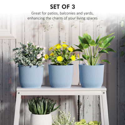 Outsunny Set of Three \'d0\'a422cm Planters - Blue 