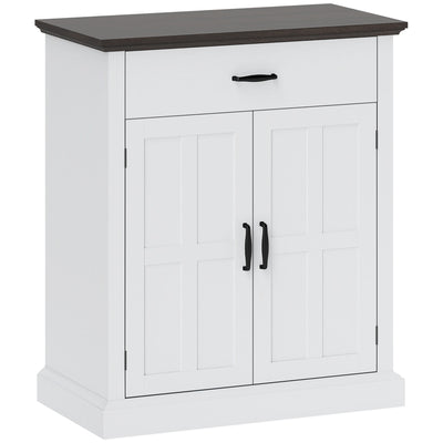 HOMCOM Farmhouse Sideboard with 3 cm Thick Top 2 Barn Doors - White 