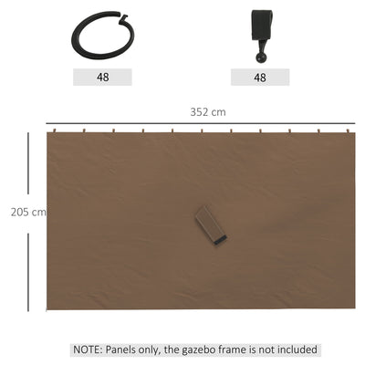 Outsunny Set of Four 3 x 4m Gazebo Replacement Walls - Dark Brown 