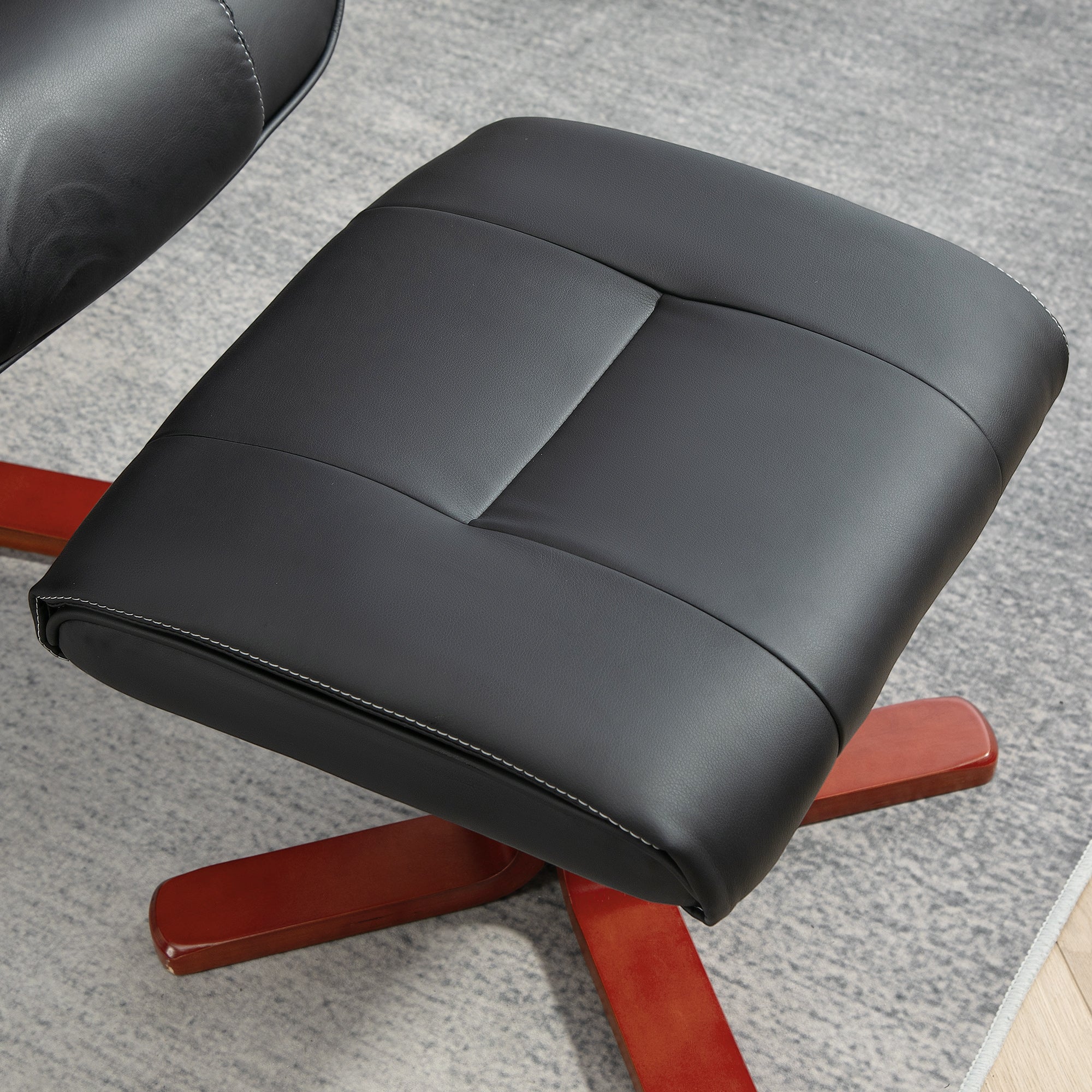 HOMCOM Faux Leather Manual Recliner and Footstool Set - Black 