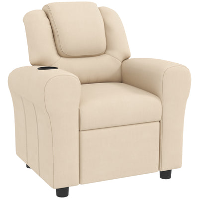 HOMCOM Kids Recliner Chair, PU Leather with Adjustable Backrest, Footrest, Padded Headrest, Beige 