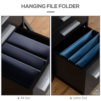 HOMCOM Three-Drawer Lockable Filing Cabinet - Black 