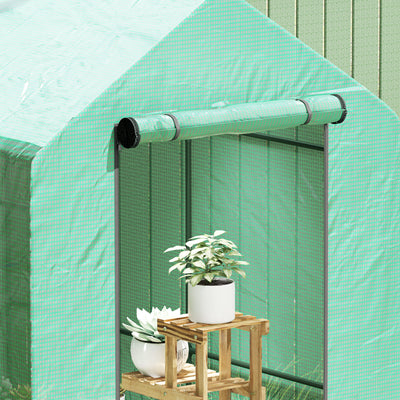 Outsunny 120 x 186cm Walk-In Greenhouse, with Shelves - Green 