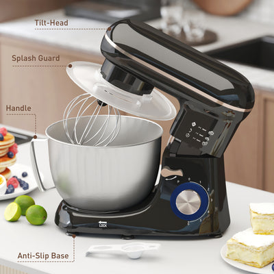 HOMCOM 1300W Kitchen Stand Mixer, with Accessories - Black 