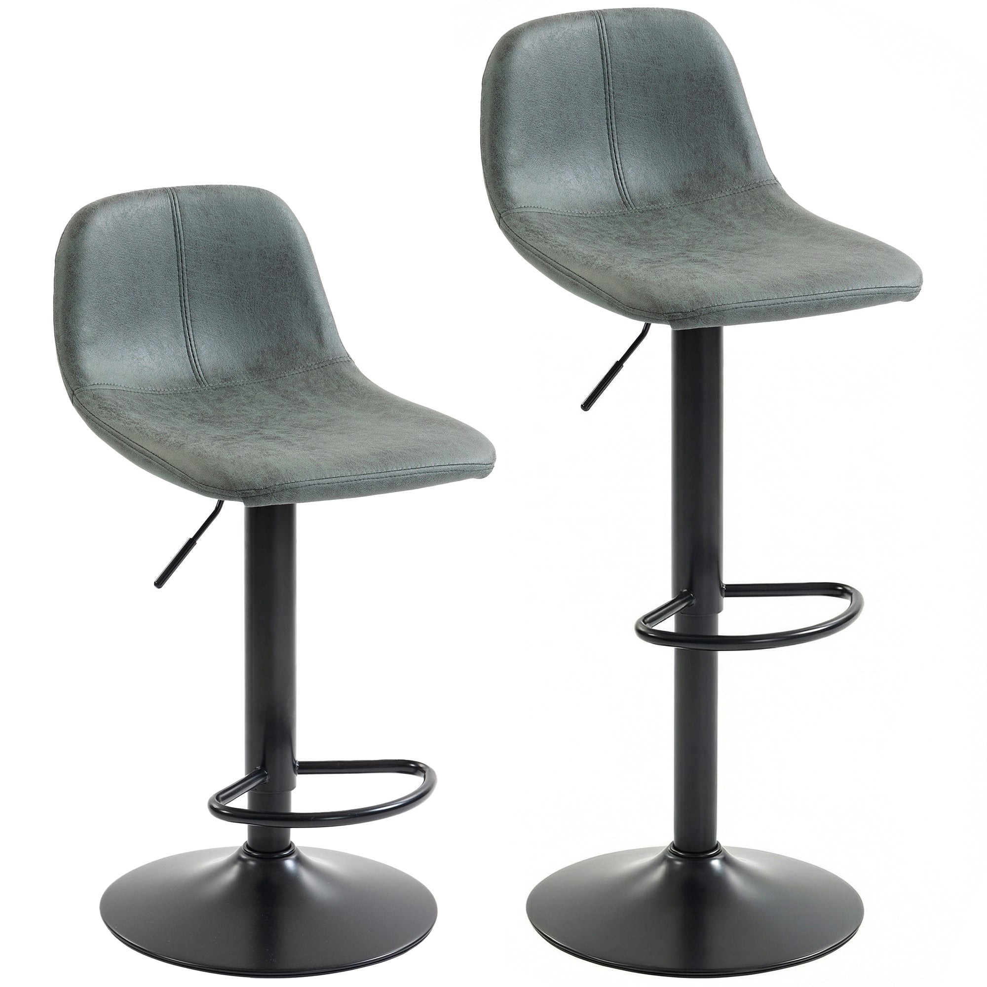 HOMCOM Bar Stools Set of 2, Modern Swivel Barstools with Footrest for Kitchen Island and Dining Room, Green 