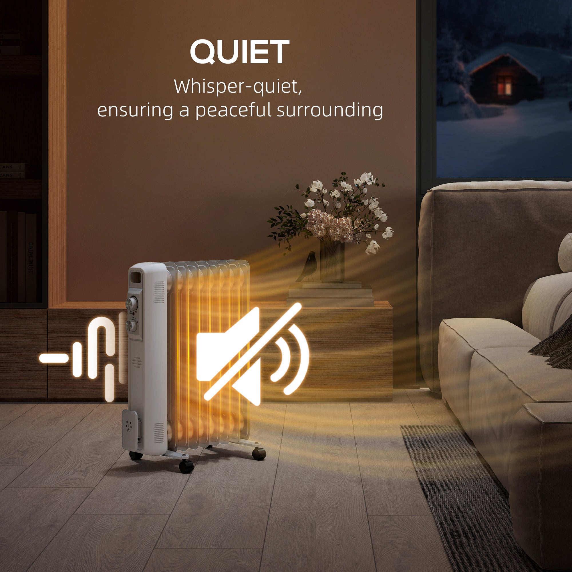 HOMCOM 2kW Nine Fin Oil-Filled Radiator - White 