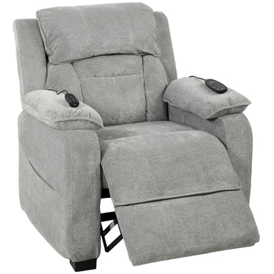 HOMCOM Power Recliner Armchair with Massage and Heat, Electric Reclining Chair with Wide Spring Seat, Light Grey