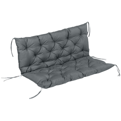 Outsunny Garden Bench Cushion, 2 Seater Swing Chair Cushion, Seat Pad with Ties for Indoor and Outdoor Use, 110 x 120 cm, Dark Grey 