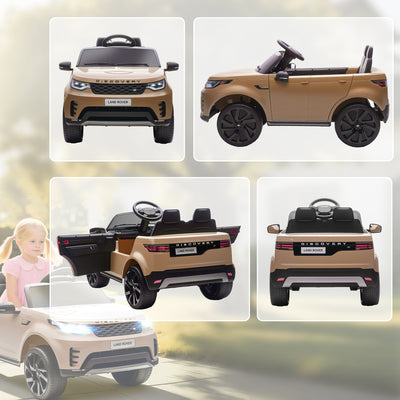 AIYAPLAY Land Rover Discovery Licensed 12V Kids Electric Car with Remote, 4 Wheel Suspension, Slow Start, Lights, Music, Khaki 