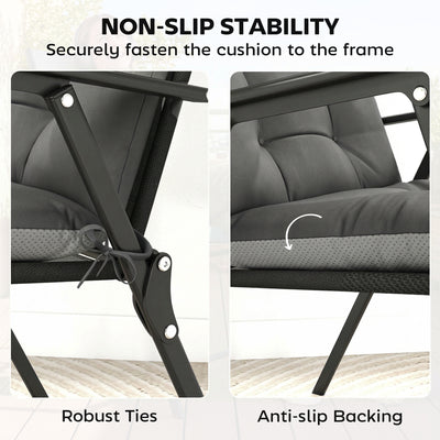 Outsunny Patio Chair Cushions Set of 4, Waterproof Non-Slip Lounge Chair Cushions, 112x53cm, Dark Grey 