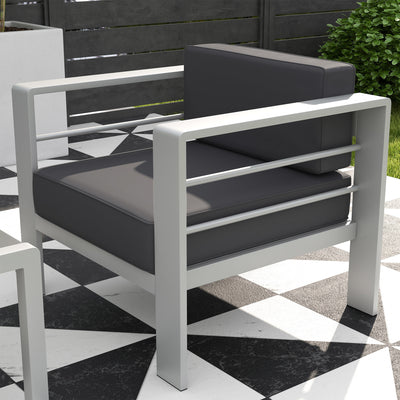 Outsunny Five-Piece Aluminium Garden Sofa Set, with Glass-Top Table - Grey 