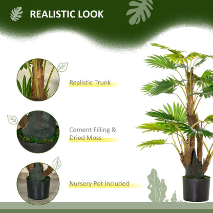 HOMCOM Artificial Plant Palm Tree in Pot, Fake Plants for Home Indoor Outdoor Decor, 135cm, Green