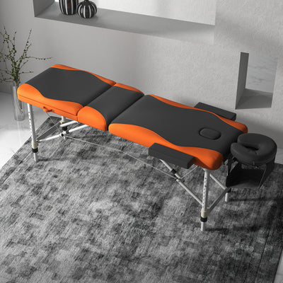 HOMCOM Foldable Massage Table Professional Salon SPA Facial Couch Bed Black and Orange 