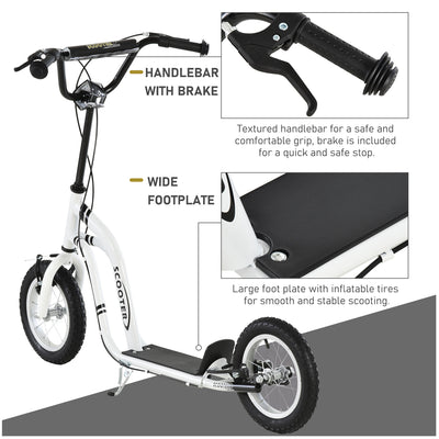 HOMCOM Dual Brakes 12" Metal frame Kick Scooter adjustable black 