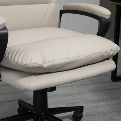 Vinsetto Office Chair, PU Leather Computer Desk Chair Office Chair with Adjustable Height and Swivel Rolling Wheels for Work Study, Light Grey 