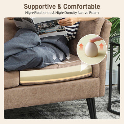 HOMCOM Two-Seater Leathaire Sofa - Light Brown 