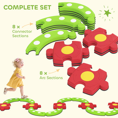 AIYAPLAY 13 PCS Kids Balance Beam Stepping Stones Set with Non-slip Textured Surface, Outdoor Indoor for Toddlers, Green 