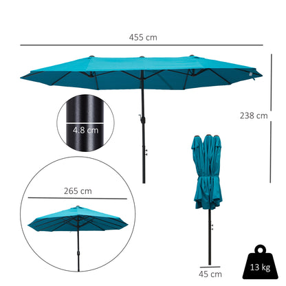 Outsunny 4.6m Canopy Parasol - Blue 