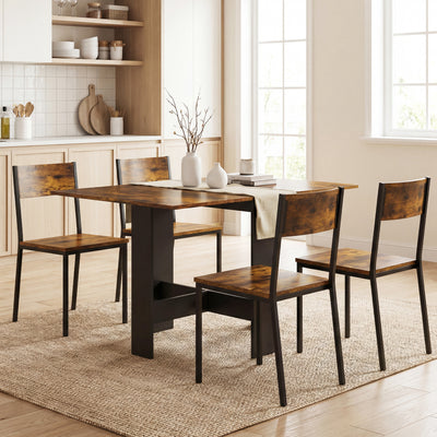 HOMCOM Folding Dining Table, Space-Saving Drop Leaf Kitchen Table for 4-6 People Rustic Brown 