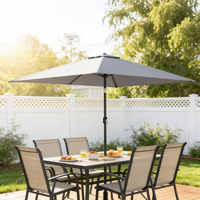 Outsunny Garden Parasol, Parasol Umbrella with Crank Handle, Tilt Function, Polyester Canopy, Light Grey 