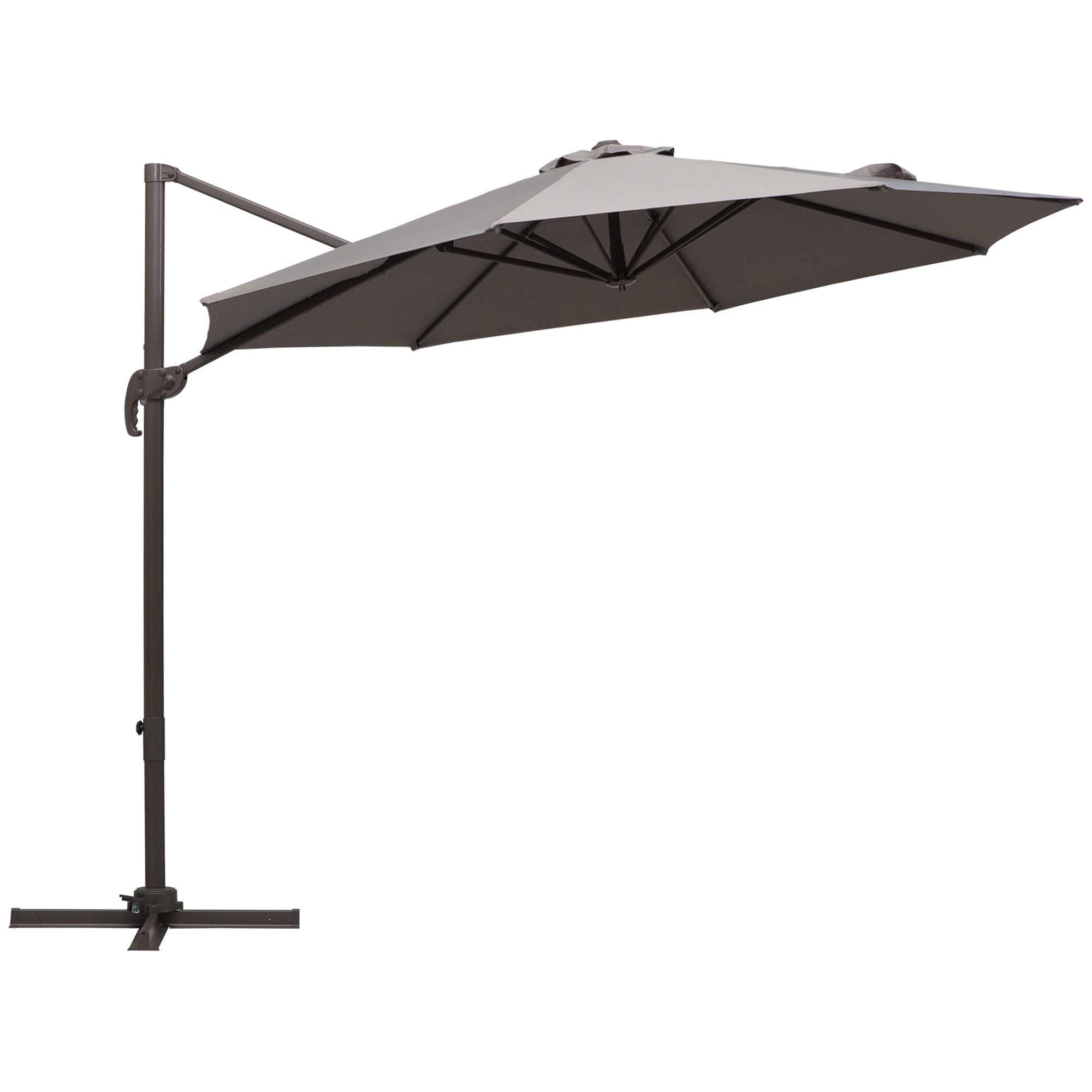 Outsunny 3m Cantilever Aluminium Frame Outdoor Garden Parasol Grey 